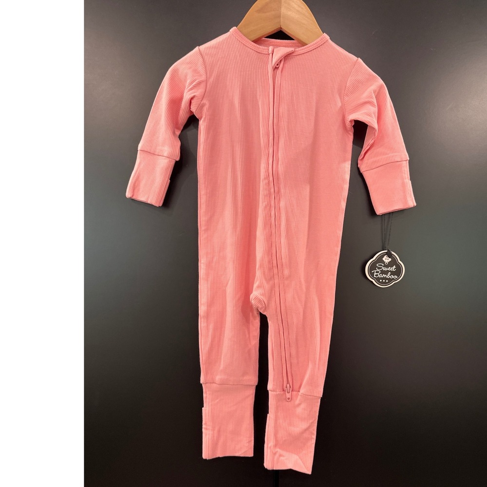 Sweet Bamboo Coral Pink Ribbed Viscose Bamboo Sleeper 3-6 Months NWT